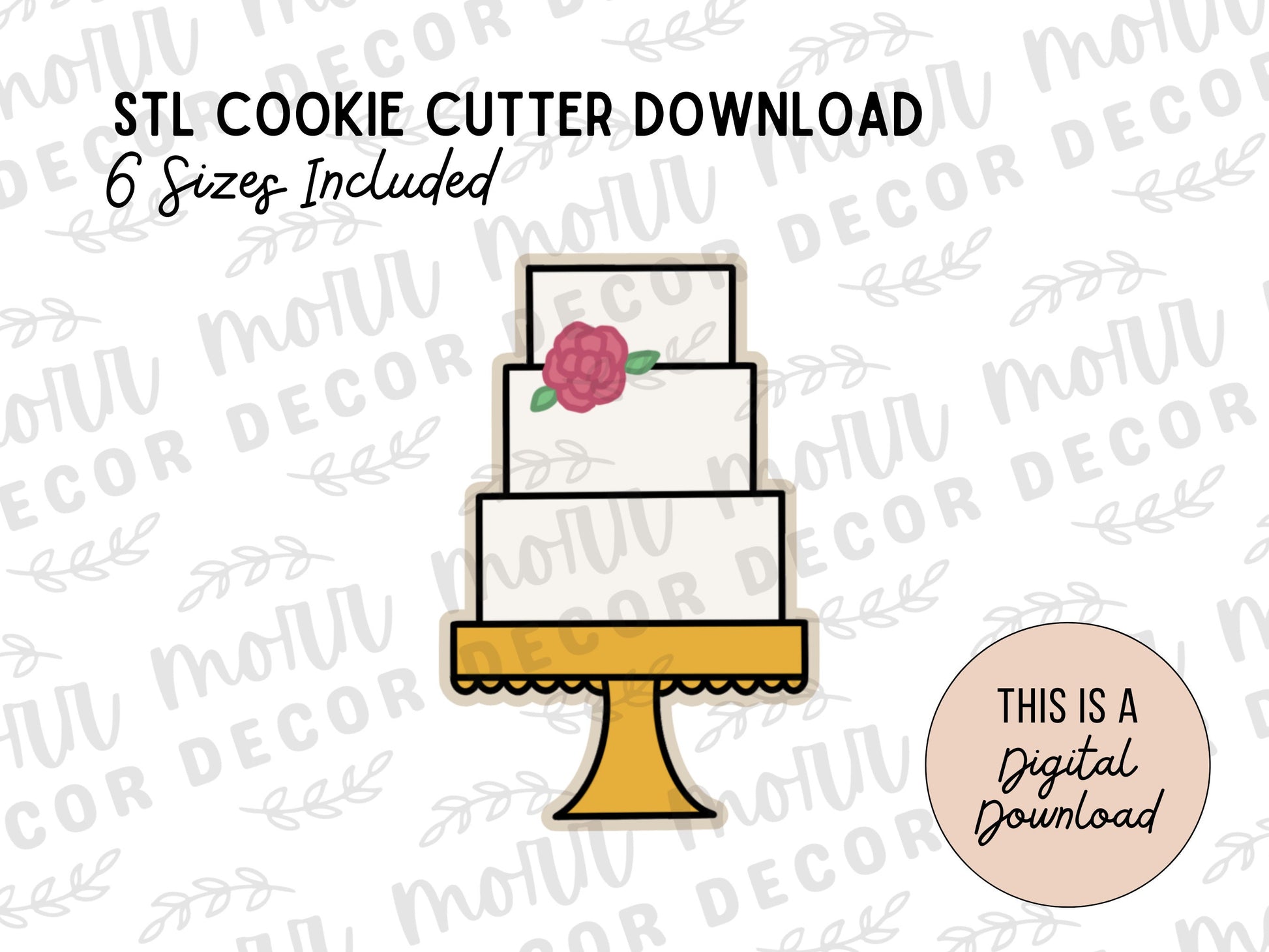 Wedding Cake Cookie Cutter Digital Download | Wedding STL File Download | Bridal Shower Cutter File Download