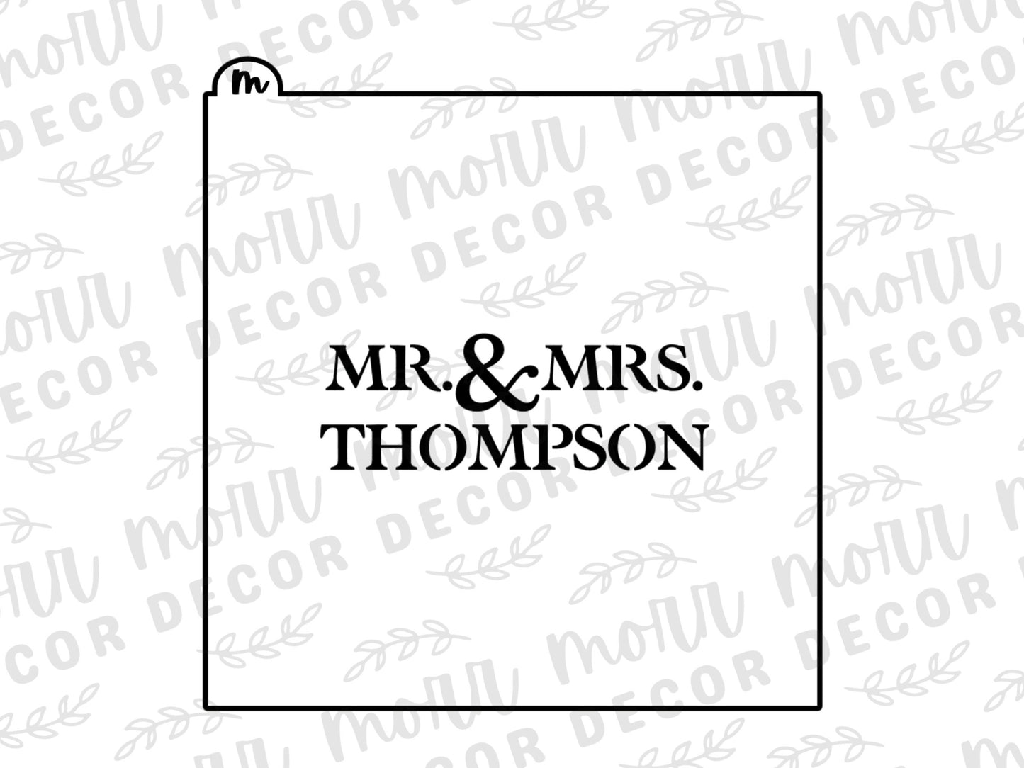 CUSTOMIZABLE Mr. & Mrs. Cookie Stencil | Wedding Date Cookie Stencil | Custom Cookie Stencil | Last Name Cookie Stencil