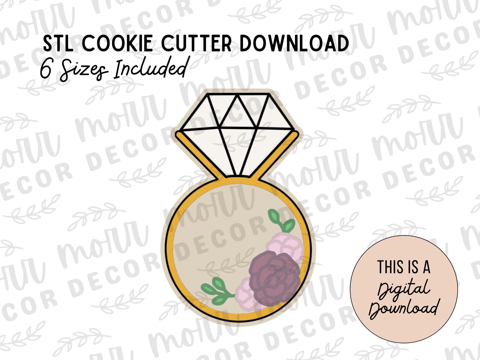 Wedding Ring Cookie Cutter Digital Download | Wedding STL File Download | Bridal Shower Cutter File Download