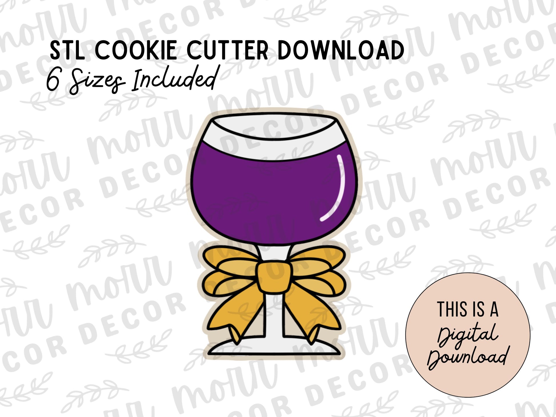 Wine Glass Cookie Cutter Digital Download | Wedding STL File Download | Bridal Shower Cutter File Download