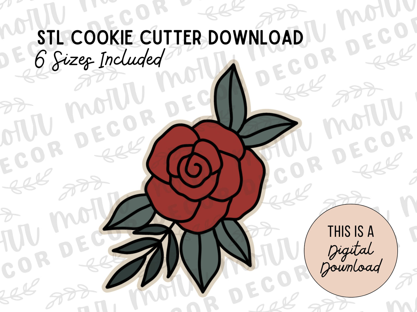 Rose Cookie Cutter Digital Download | Wedding STL File Download | Bridal Shower Cutter File Download